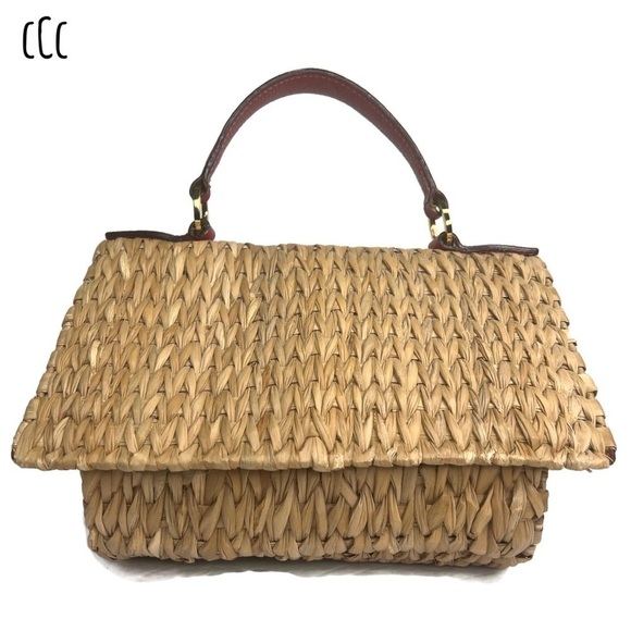 Kate Spade Wicker BlueBird Blue Bird House Novelty Bag Spring Red Straw Vintage - Picture 2 of 13